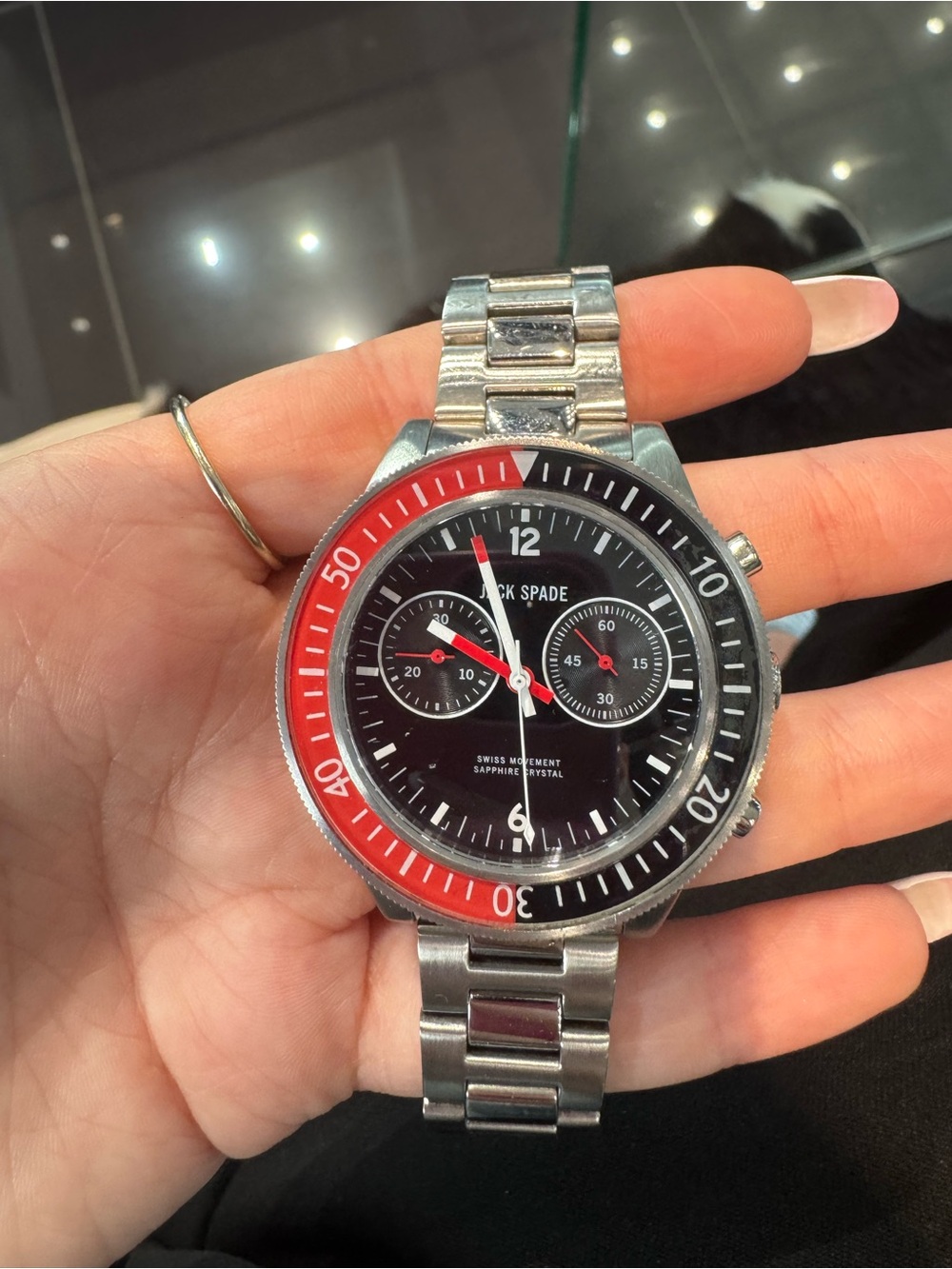 Jack Spade Swiss Movement Chronograph Men's Watch Red/Black Bezel